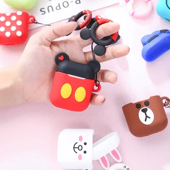 

10pcs/lot 3D Cartoon Characters Earphone Holster For Airpods 1/2 Universal Batteries Silicone Case Body Protection