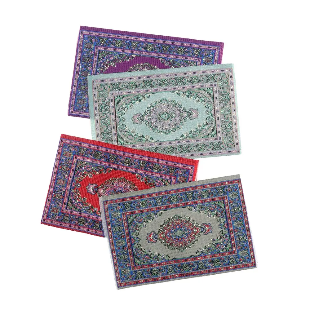 

1 Piece Dollhouse Rug 1:12 Craft Turkish Style Home Living Area Woven Floral Rug Dollhouse Mat Miniature Doormats Mini Carpet