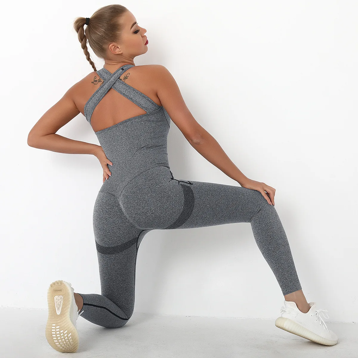 VOMOO Seamless One Piece Women Yoga Set Gym Clothes Fitness Sportswear