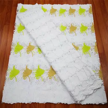 

2.5y Swiss lace fabric+2.5y Bazin Brode riche embroidery African 100%cotton fabrics Swiss voile lace popular Dubai style!LY70935