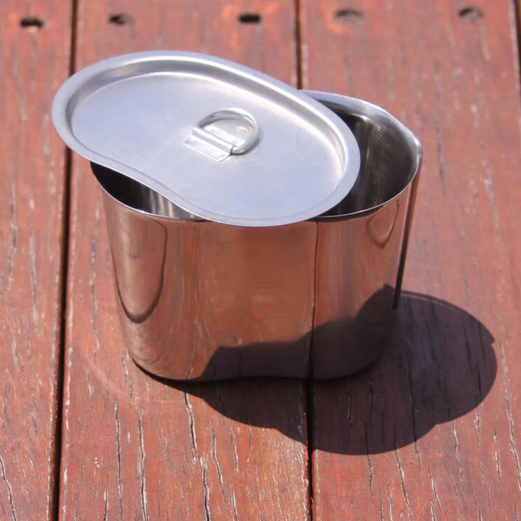 Stainless Steel Canteen Cup with Handle Camping Hiking Water Cup 4