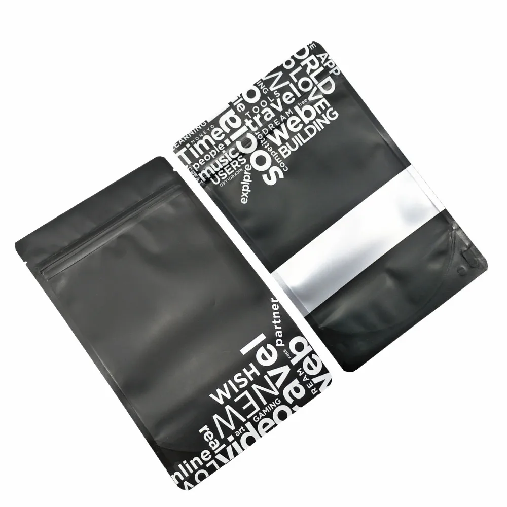 Матовые стоьте Вверх Окно алюминиевой фольги мешочки Ziplock самозакрывающиеся мешки для хранения кофейных зерен майларовая молния упаковочная сумка