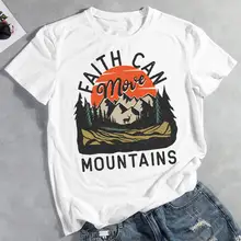 Fashion Mountains T-shirt White Letter O Neck Tops Tees Women Men Short Sleeve T-shirt