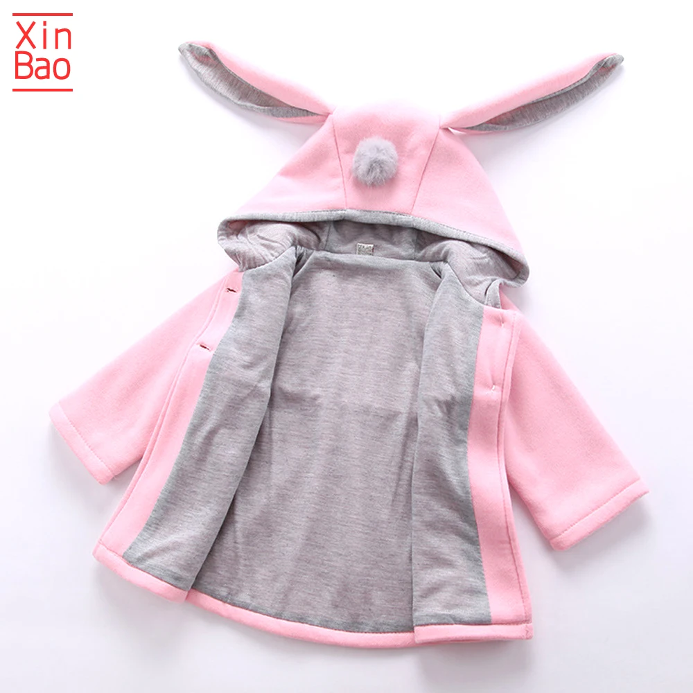 XINBAO/ г.; куртки для девочек с героями мультфильмов; новое пальто с длинными рукавами; худи с заячьими ушками; Повседневная Верхняя одежда; детская куртка; одежда для малышей; вязаная детская одежда