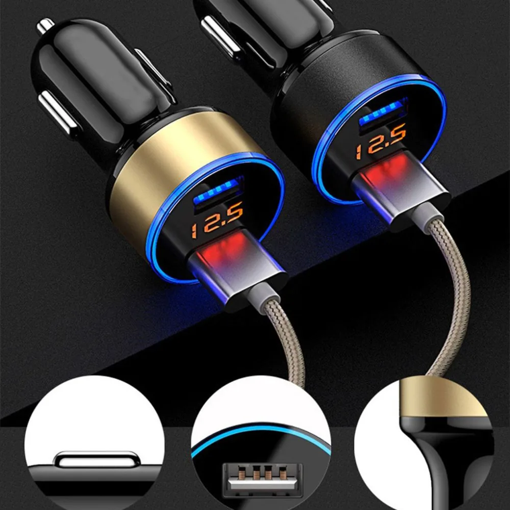 3.1A двойной USB Автомобильное зарядное устройство с светодиодный дисплей Универсальный мобильный телефон автомобильное зарядное устройство для Xiaomi samsung S8 iPhone 6 6s 7 8 Plus