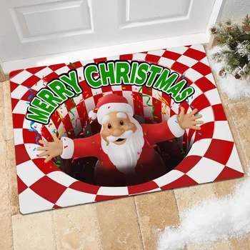 

Christmas Doormat 3D Illusion Anti-Slip Modern Area Rugs Living Room Balcony Bathroom Carpet Doormat Hallway Geometric Bath Mat