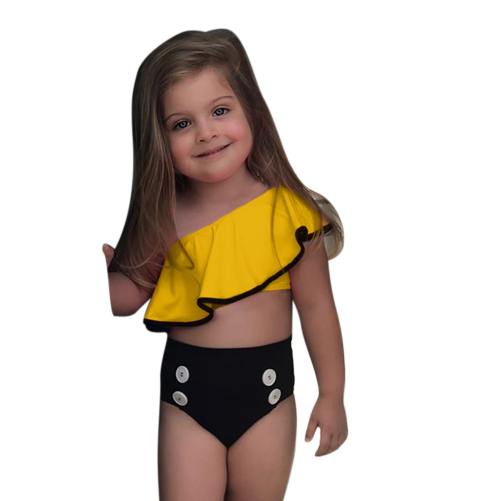 Vertvie/ детский купальный костюм из двух предметов для маленьких девочек летняя детская одежда для плавания для водных видов спорта, бикини, купальный костюм пляжный купальный костюм - Цвет: 02 Yellow