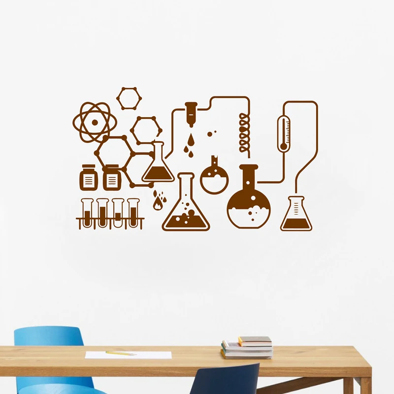 

Science Chemical Lab Vinyl Wall Stickers Art Decor Scientist Chemistry Wall Decals For School Laboratory Wall Decoration LW568