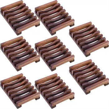 

8 Pack Wooden Soap Case Holder Wooden Holder for Soap Sponge Scrubber Wood Dish Holder for Home Bathroom