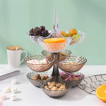 

Stacked European Storage Tray Multi-layer Plastic Plate Dried Fruit Snack Platter Bowl Table Snack Candy Trays Rack Organizer