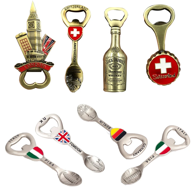 Magnetic Fridge Magnets Creative Bottle Opener Metal Fridge Magnets Kitchen Home Decor London France Travel Souvenirs Gift Magnetic Refrigerator Sticker