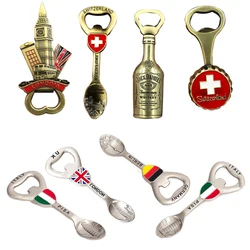 Creative Bottle Opener Metal Fridge Magnets Kitchen Home Decor London France Travel Souvenirs Gift Magnetic Refrigerator Sticker