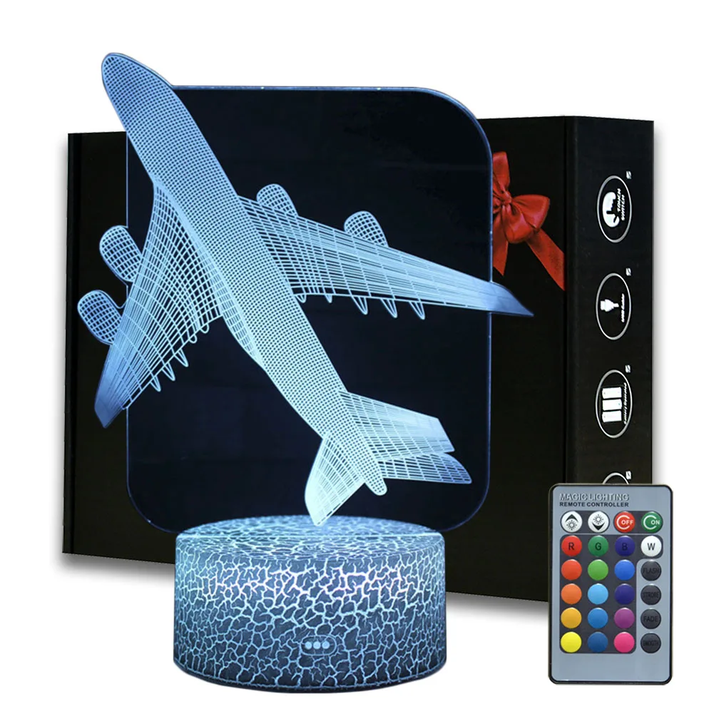 

3D Illusion Plane Night Light Air Plane Lamp Kids Bedroom Decoration Lamp Creative Gifts For Birthday Christmas