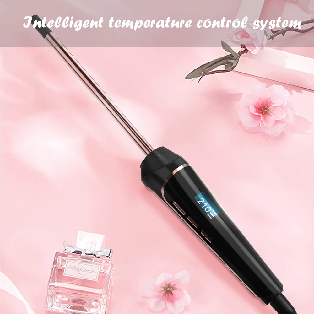 HSIPRO 10mm Diameter Hair Curler for Micro Curling Hair Styling Ceramic Glaze Coating LED Display Temperature Adjustable