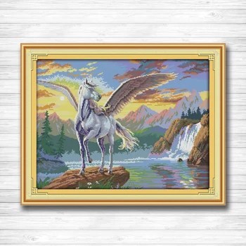 

Flying horse animal Landscapes Painting Counted Printed on canvas DMC 14CT 11CT DMS Cross Stitch Needlework Kits Embroidery Sets