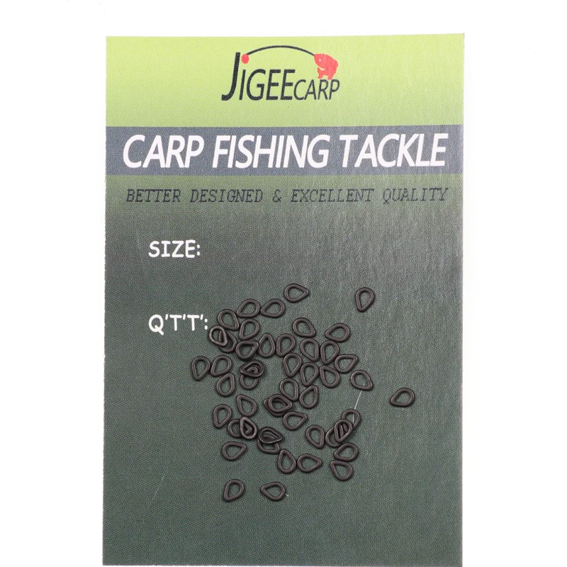 JIGEECARP 30pcs Flat Carp Fishing Tear Drop Rig Ring S M L Pearl Shape Rings Matt Black Carping Accessories Tackle Pesca