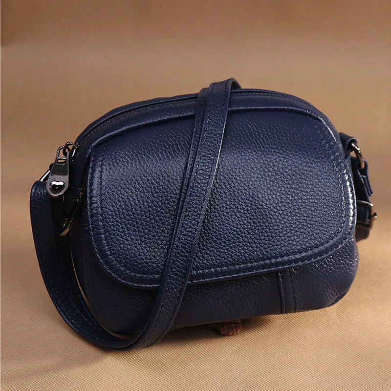 Роскошные известные сумки на плечо женская натуральная кожаная брендовая сумка дамская сумка ручные сумки через плечо маленькая сумка-мессенджер - Цвет: Темно-синий