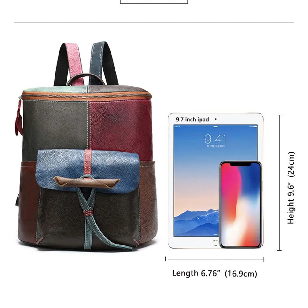 Lukegear рюкзак из натуральной кожи, женские разноцветные рюкзаки, прочные ретро сумки