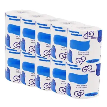 

75g/roll Bathroom Toilet Tissue Paper 3 Layer Smooth Soft Degradable Roll Paper Silky for Kitchen Workshop Restaurant White