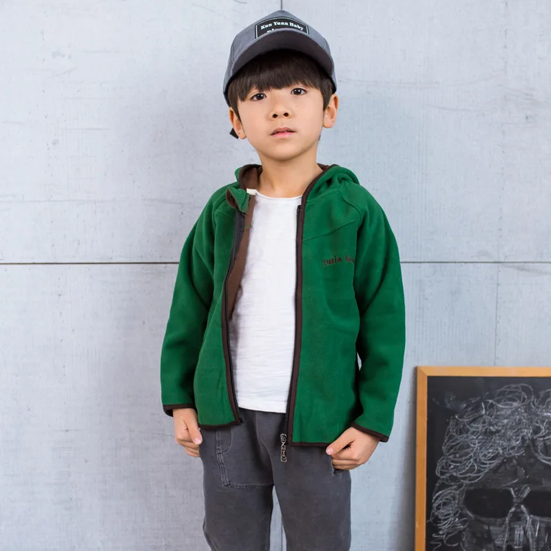 

Spring New Style Korean-style Men And Women Children Polar Fleece Zipper Hooded Kids' Overcoat Casual Children Fleece Tops