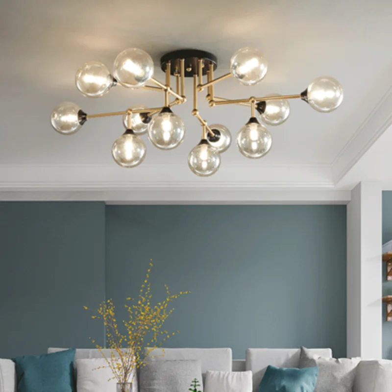 Современная люстра, стеклянный светодиодный потолочный светильник, люстра, светильник для гостиной, кухни, спальни, лофт, декоративный светильник