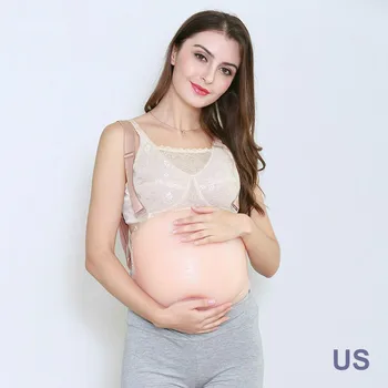 

1850g Soft Silicone Belly Stronger Straps Waist Belt Tummy Woman Pregnant 5-6 Months Body Shapewear Fake Belly Womens Plus Size