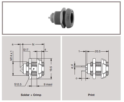 Redel Bose A20 Headset 6 Pin Custom Female Panel Mount for Install Connector Kit/ Female Plug / Male Plug Connector