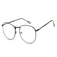 Унисекс, модные очки с прозрачными линзами, круглые солнцезащитные очки, Ретро стиль, металлическая большая оправа, модные женские простые зеркальные очки