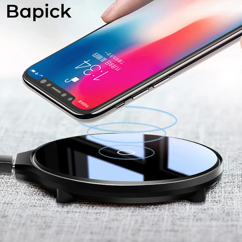 

Bapick Qi 5W Wireless Charger for iPhone XR X XS MAX 6 7 8 Plus for Xiaomi Redmi Huawei Samsung S8 S9 S10 Plus Charging USB Pad