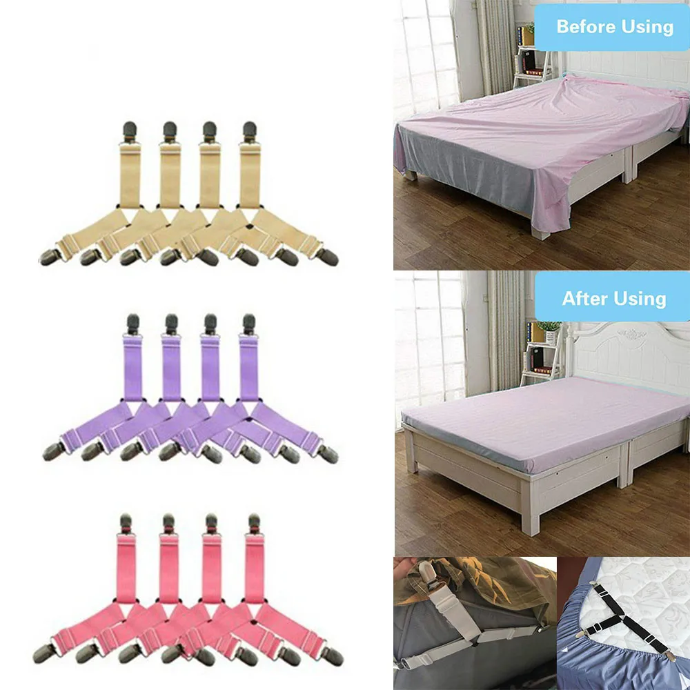 4 шт. эластичный держатель простыни зажимы кровать захват Регулируемый Крепежный ремень постельные принадлежности крепеж для кровати подушки простыни матрас