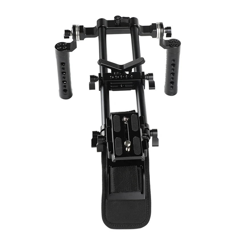  CAMVATE Shoulder Mount 15mm Railblocks Rig With Manfrotto QR Plate & Lens Support For DSLR Camera /