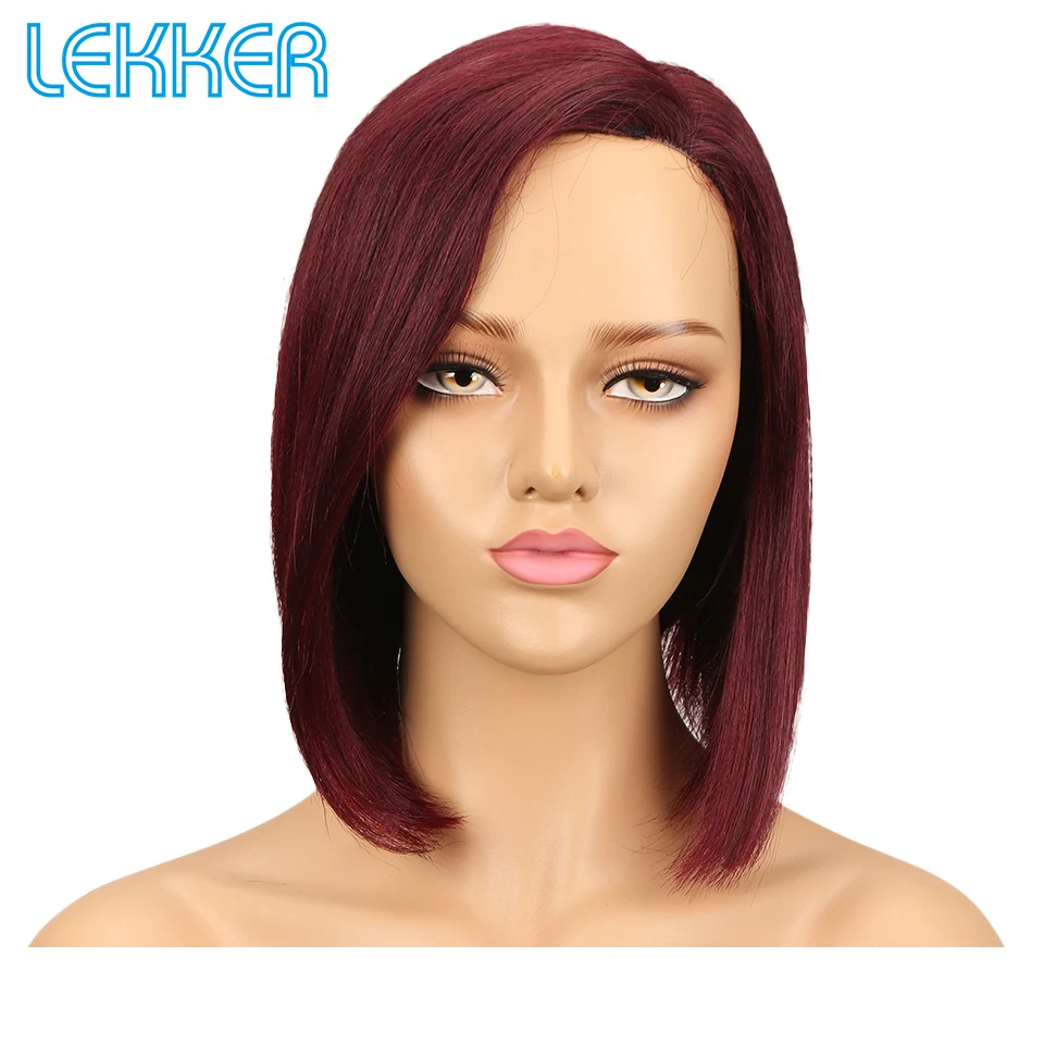 

Lekker 99J Bob Human Hair Wigs Straight Short Human Hair Wigs U Part Lace Wigs For Women 100% Human Humain Hair Wigs 9 Colors