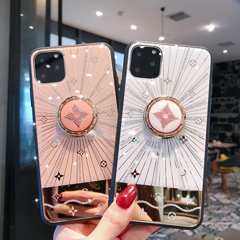Для iphone 11 Pro Max чехол, роскошный Алмазный чехол с кольцом и подставкой, чехол для iphone 6 6S 7 8 Plus X XR XS MAX