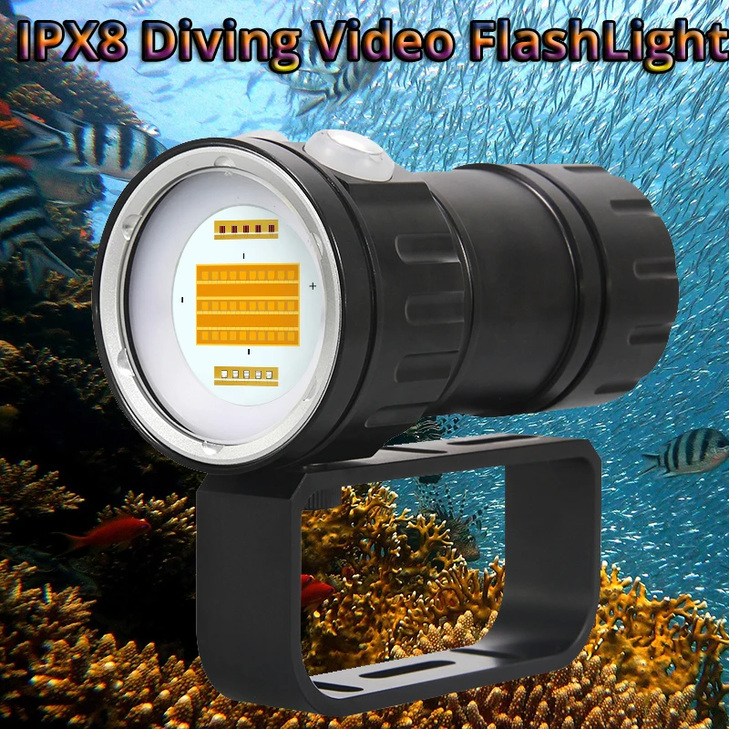 COB дайвинг вспышка светильник видео светильник L2 подводная фотография Точечный светильник светодиодный Дайвинг Фонарь 200 м IPX8 водонепроницаемый