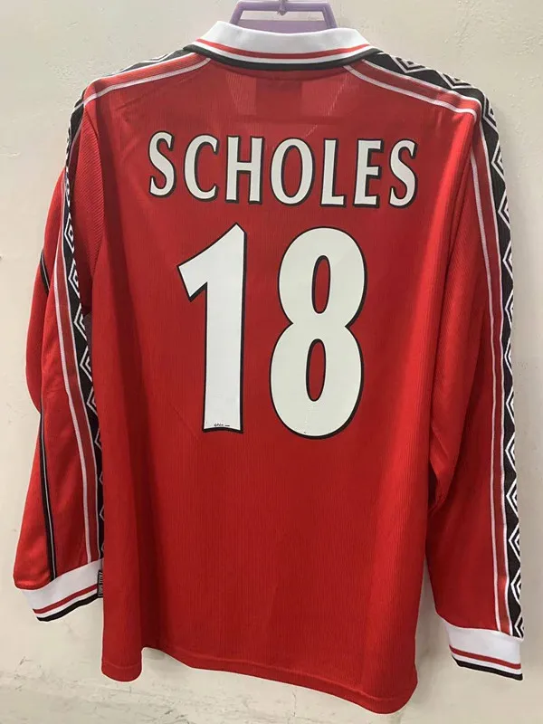 Trikot Maglia-camisetas clásicas de manga larga para hombre, camisa Retro 98 99 Beckham CANTONA KEANE SCHOLES GIGGS, 1998