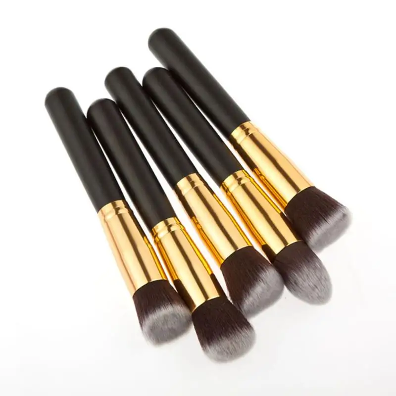 black golden 10 шт Профессиональный набор кистей для макияжа, косметические кисти, основа для теней - Handle Color: black golden