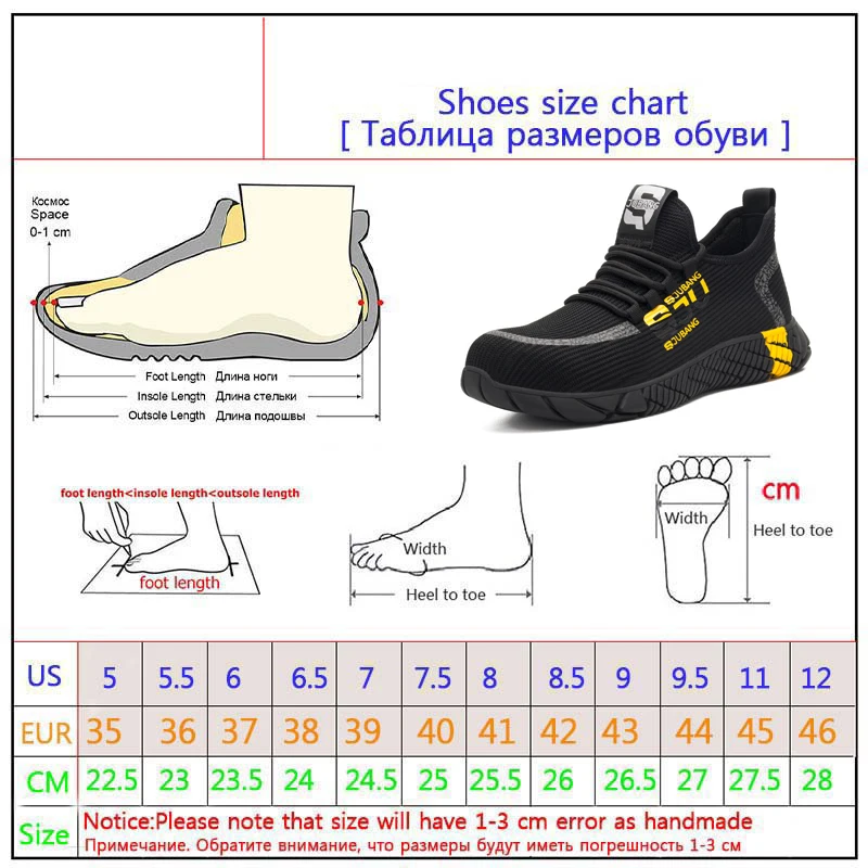 Мужские ботинки; Мужская Рабочая обувь со стальным носком; дышащие уличные кроссовки; устойчивые к прокалыванию рабочие ботинки; удобная Рабочая обувь