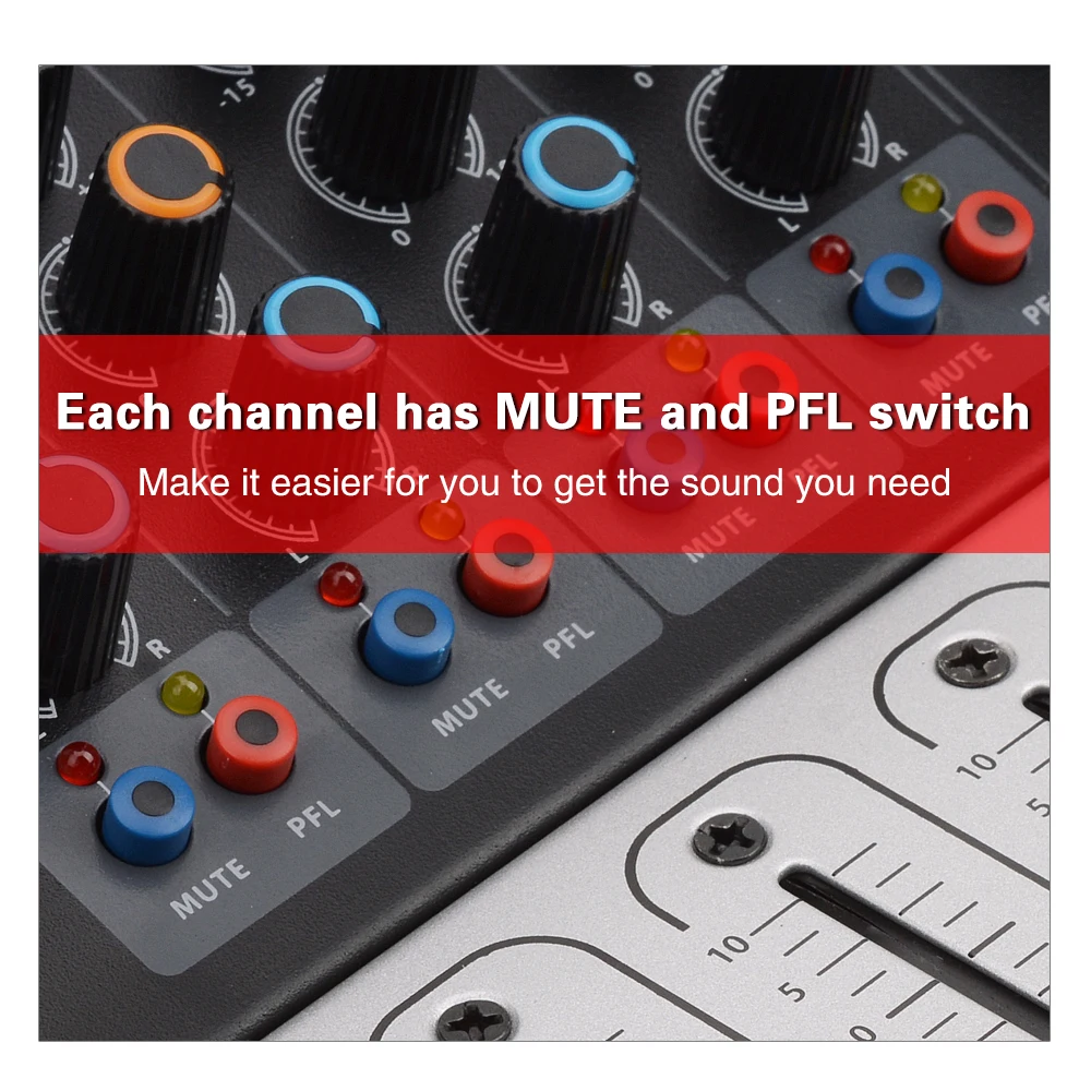US $133.49 EYK EA80 8 Channel Mixing Console With Mute And PFL Switch Bluetooth Record 3 BAND EQ 16 DSP Effect Professional USB Audio Mixer