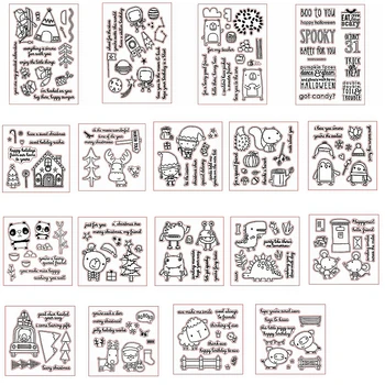 

Mix Cute Animals Hunman Winter Snow Letter Merry Christmas Clear Silicone Stamps Make Card Embossing Paper Transparent Stamp Hot