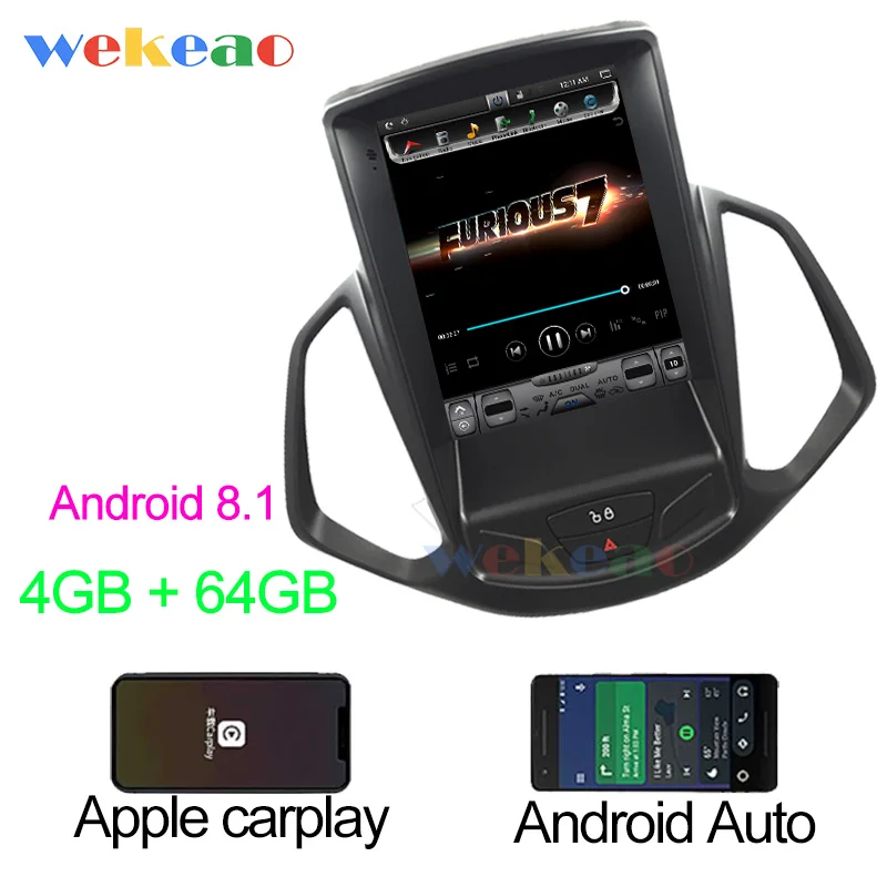 Android Car Radio Wekeao вертикальный экран Tesla style 10,4 ''1 Din Android 8,1 автомобильный dvd-плеер навигация авто радио для FORD EcoSport 2013+ wifi 4G - Цвет: Android Car Radio