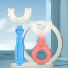 Brosse à dents à tête de type U pour enfants, soins buccaux à main pour nourrissons, brosse à dents à poils souples pour tout petits 