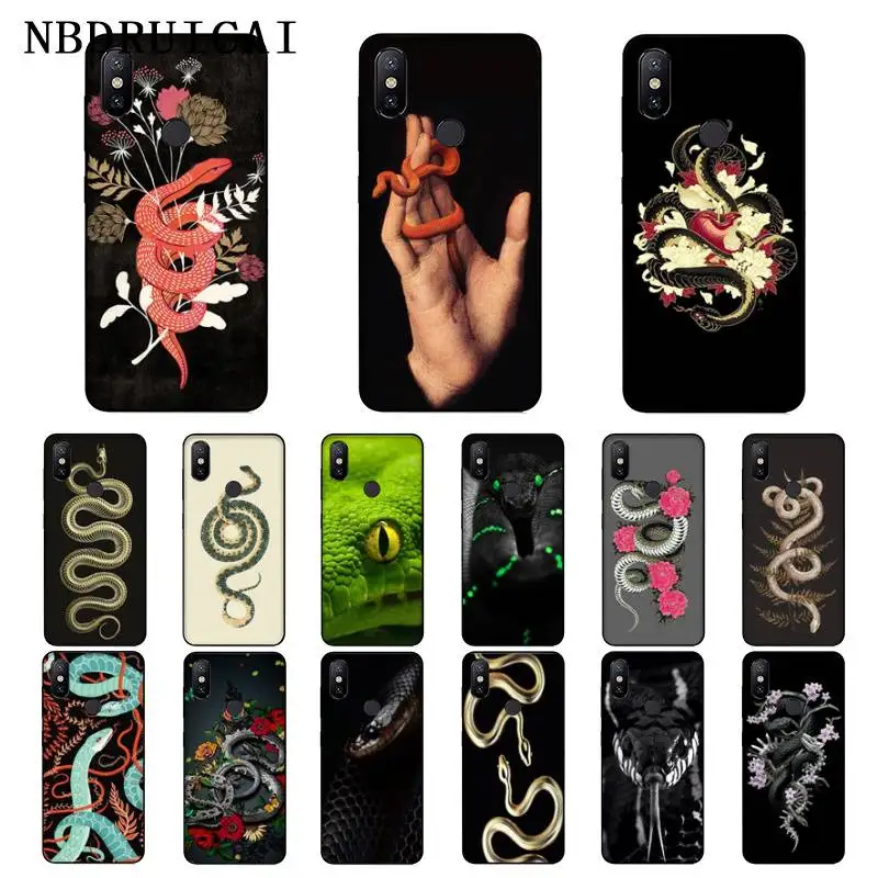 

NBDRUICAI Hand Held Snake Flower Snake Painting Silicone Phone Case for Xiaomi 8 9 se 5X Redmi 6pro 6A 4X 7 5plus note 5 7 6pro