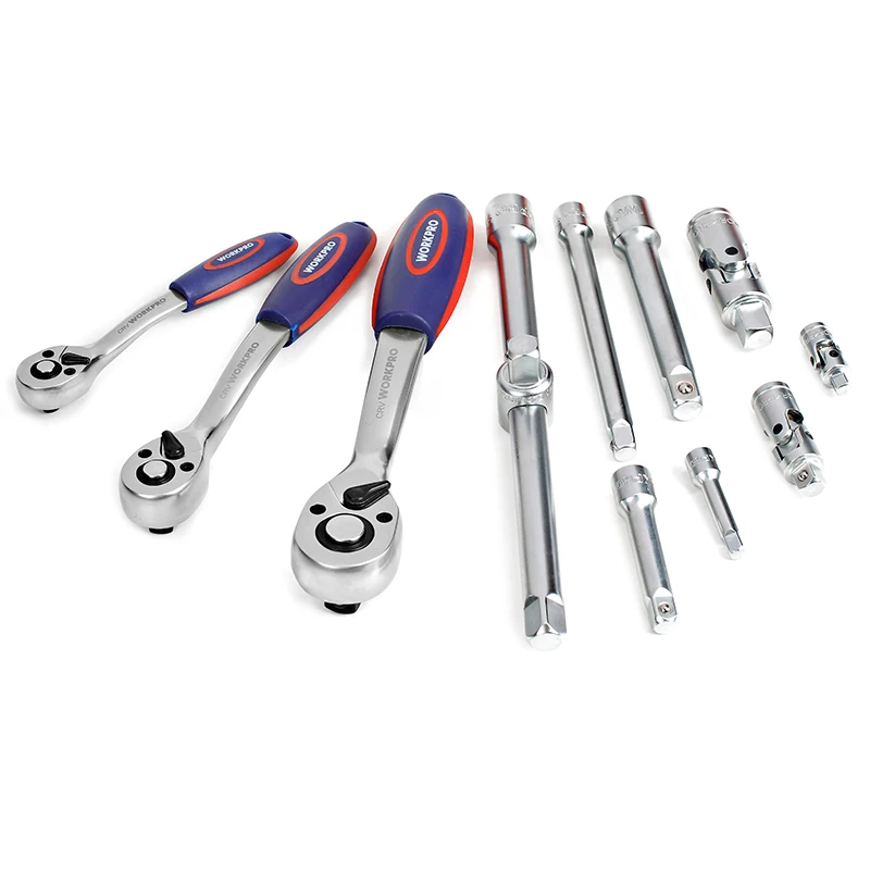 WORKPRO 123PC Mixed Tool Set Mechanics Tool Set Ratchet Spanner Wrench Socket Set 2019 New Design