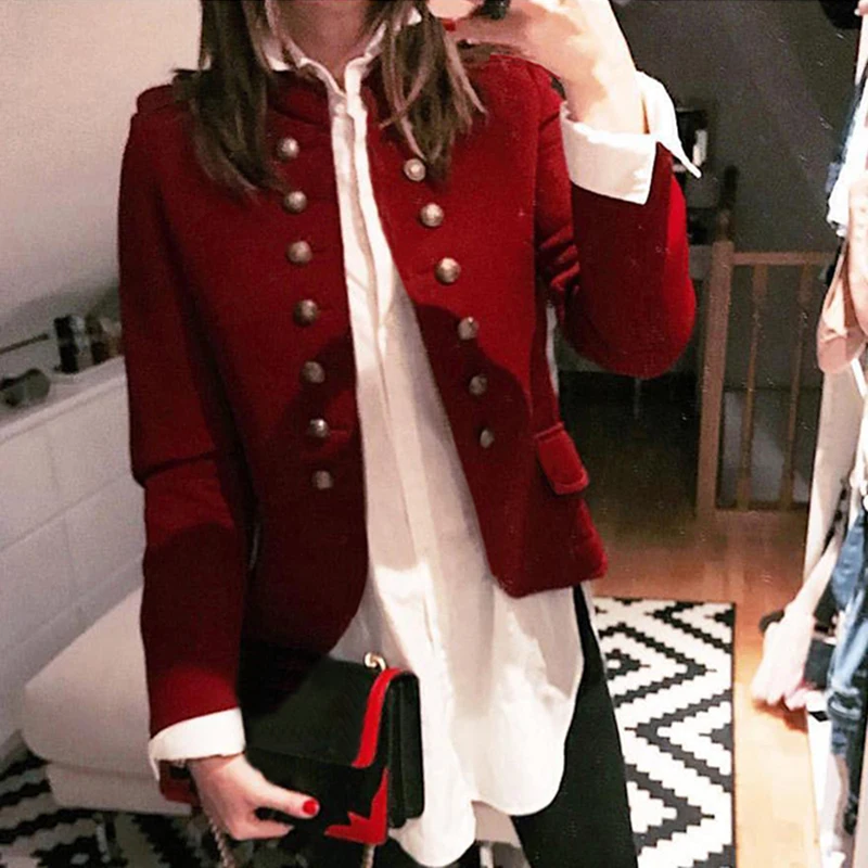 

LOOZYKIT 2019 Women Short Blazer Jacket Autumn Long Sleeve Suit Button Feminino Solid Blazer Coats Lady Clothing Streetwear