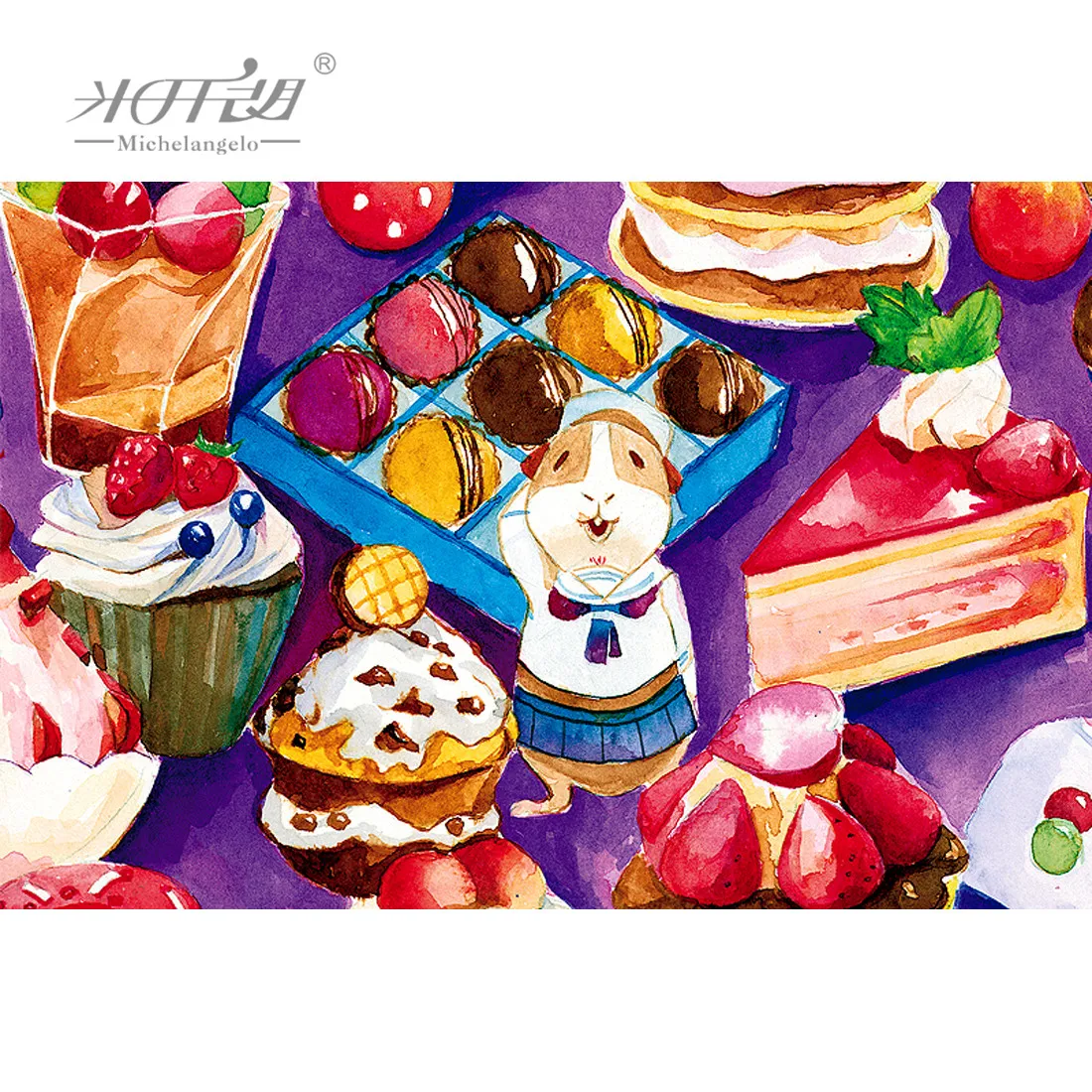Michelangelo Wooden Jigsaw Puzzles 500 1000 1500 2000 Pieces My Little Cake Sweet Dessert Cartoon Educational Toy Painting Decor 5