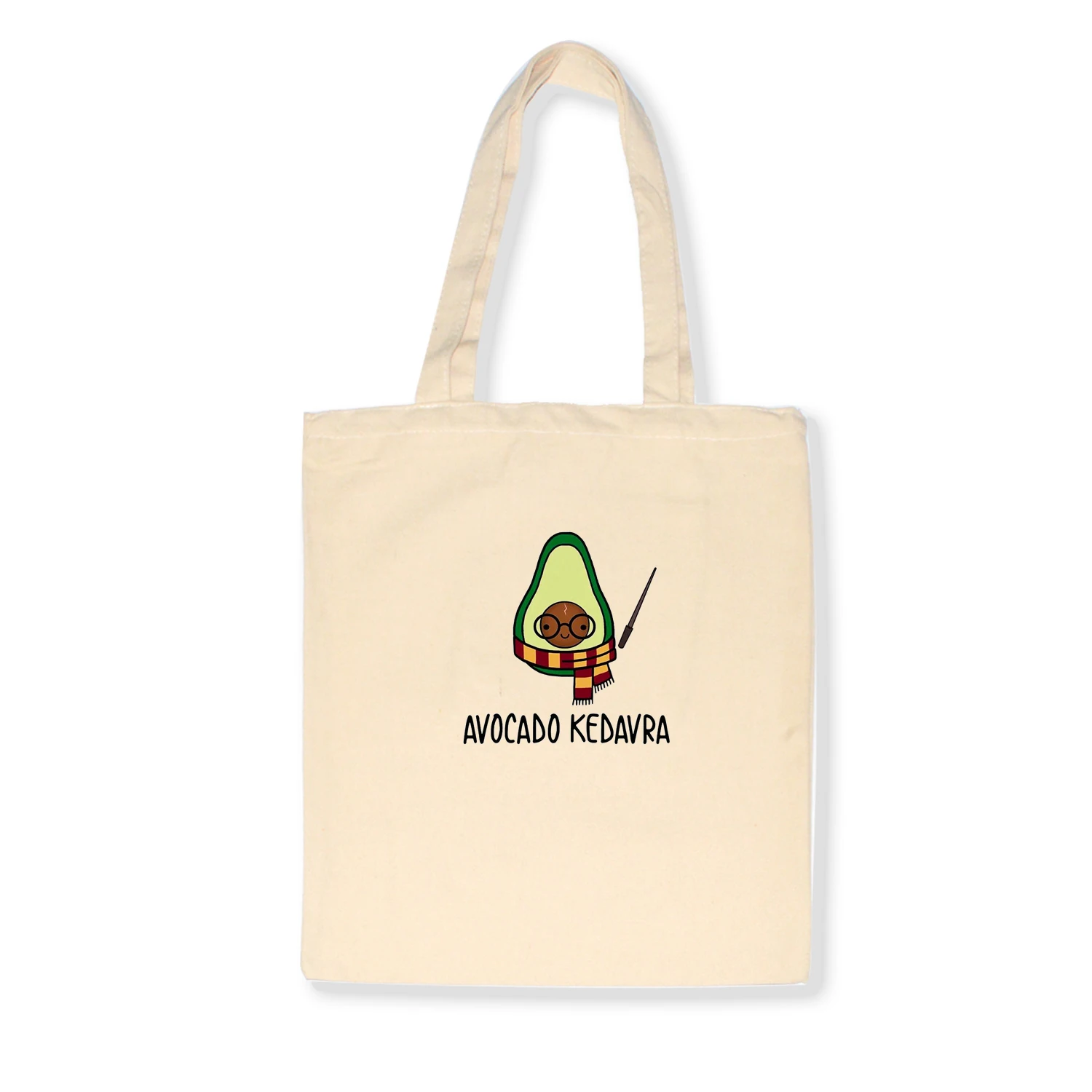 Cute Cartoon Avocado Print Reusable Shopping Bag Women Canvas Tote Bags Eco Bag Cartoon Bolsa De Compras Shopper Shoulder Bags - Цвет: E75BEIGE