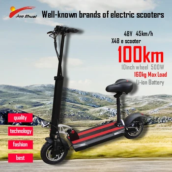 

Long distance 100km Electric Scooter 10inch 48V500W Motor Wheel good Li Battery Adult kick e scooter folding patinete electrico