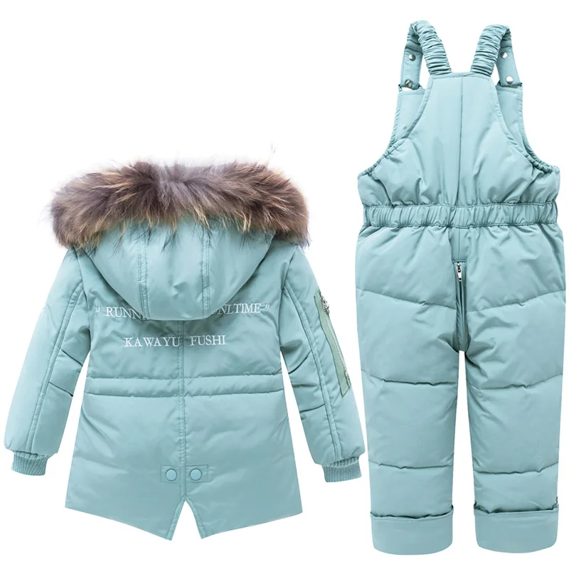 

2019 Winter Baby Overalls For Children Thicken Warm Kids Down Jacket Coat Jumpsuit Children Girls Clothing Set Winter Overalls