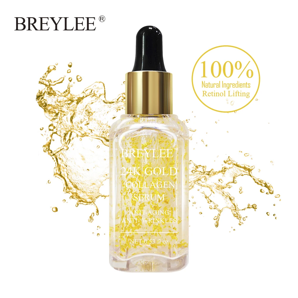 BREYLEE 24k Gold Serum Facial Collagen Moisturizing Essence Lift Firming Anti-aging Anti-wrinkles Whitening Face Skin Care | Красота и