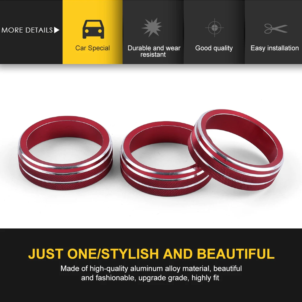 Car Air Conditioner Trim 3Pcs Auto Car AC Control Ring For VW Tiguan Atlas T-roc Ateca FR Passat B8 Variant